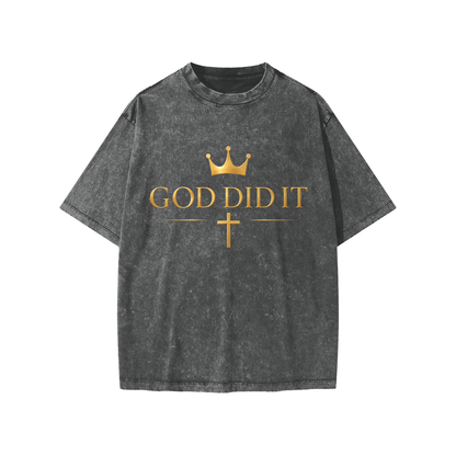 God Did It-Snow Washed Kids' T-Shirt