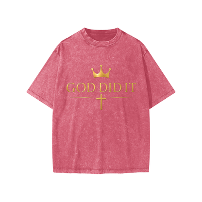 God Did It-Snow Washed Kids' T-Shirt