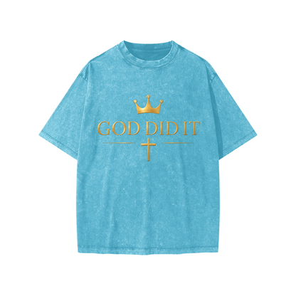 God Did It-Snow Washed Kids' T-Shirt