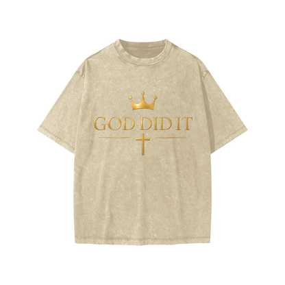 God Did It-Snow Washed Kids' T-Shirt